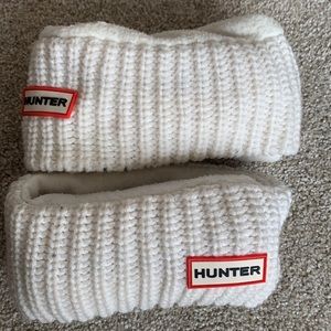 Knitted cuff Hunter tall boot socks in white